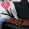 【ロングシートクッション】 かわいい おしゃれ 45×120cm 車 座布団 シートクッション洗える 日本製/ブラウン水玉柄